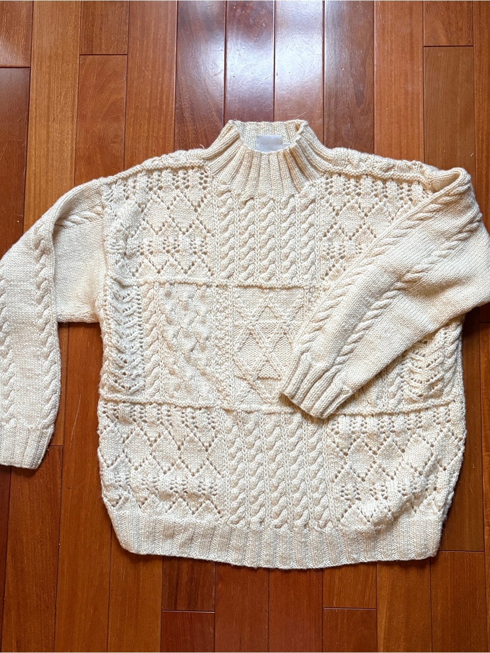Vtg 80s 90s Russ Sport Wool Sweater Pullover Mock Neck Butter Yellow Women’s XL
